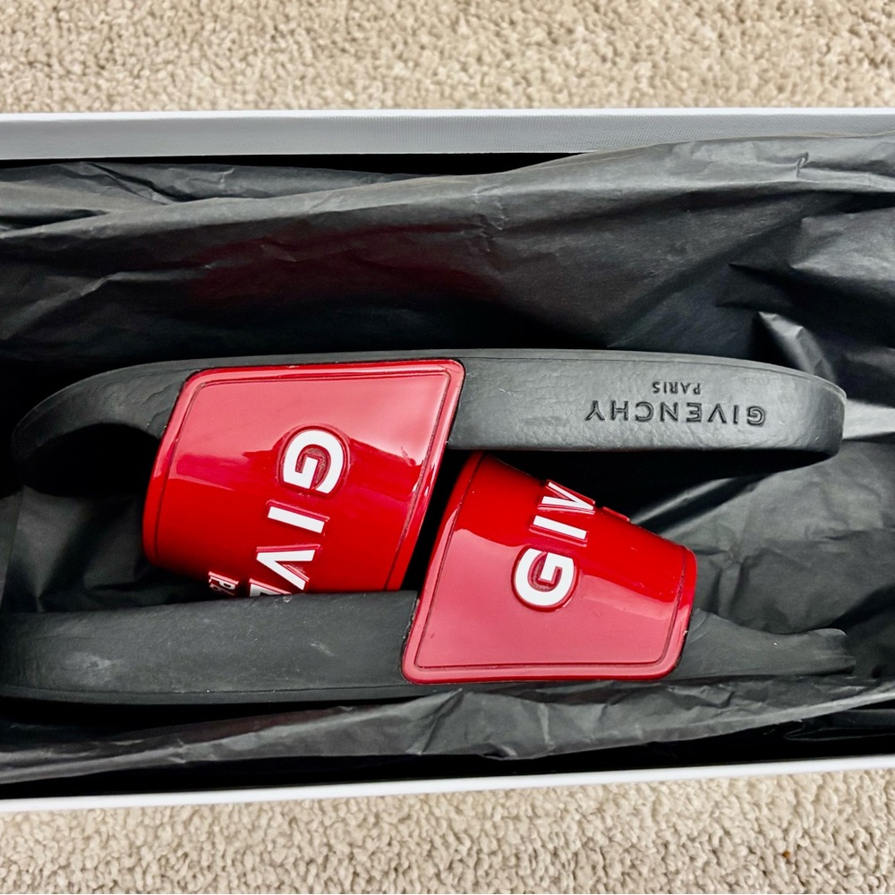 Givenchy Slides- Size 36/6, Red With White Logo, … - image 7